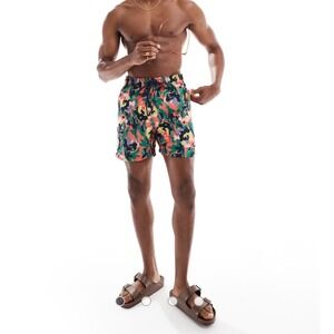 DKNY‎ NWT Mens Red Print Swim Trunks Abstract Floral Camo Board Shorts Medium
